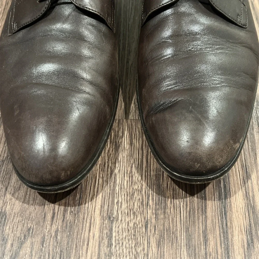 HUGO BOSS Brown Leather Oxford Dress Shoes Men's Size 11 Made In Italy